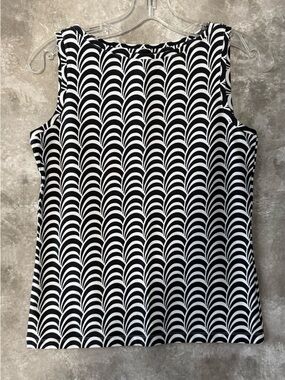 Talbots Black and White Graphic Sleeveless Tank (Love 20)